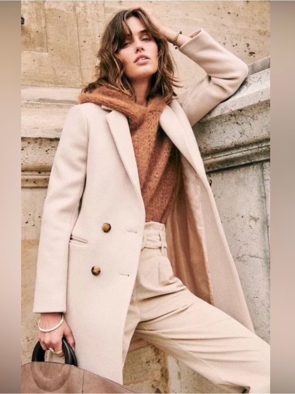 Sezane Manteau Johnson Coat in Sable 36